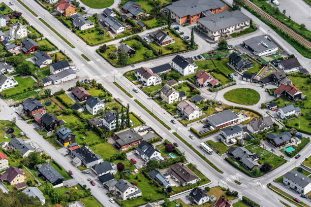 Aerial view on the small city