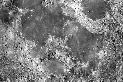 Close-up of moon texture with craters as background