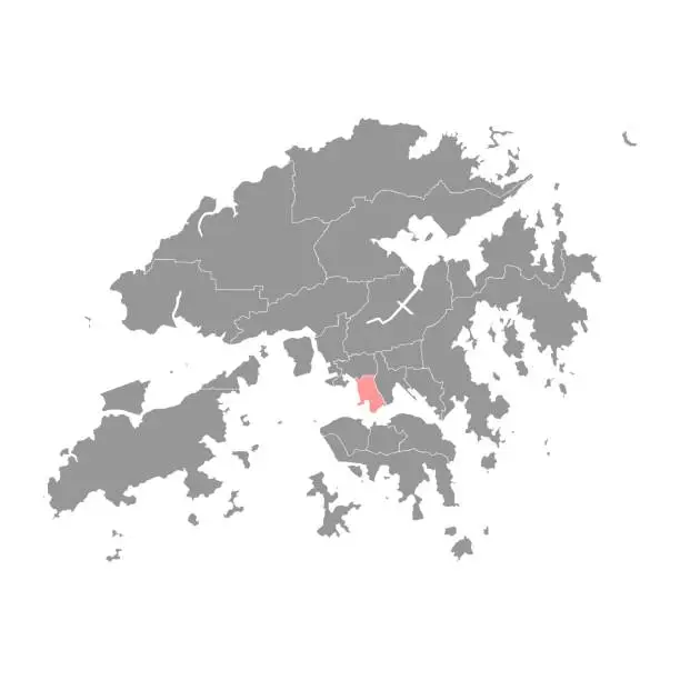 Vector illustration of Yau Tsim Mong district map, administrative division of Hong Kong. Vector illustration.