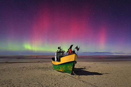 Aurora over the Baltic Sea in Poland, Jantar