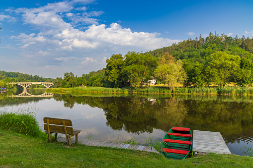 Berounka river in Zvikovec, Middle Bohemia, Czech Republic