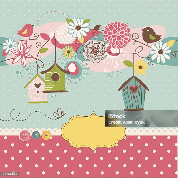 Retro Bird And Birdcage Design Stock Illustration - Download Image Now - Abstract, Animal Markings, Animal Nest