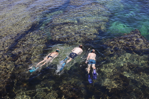 Turquoise sea, snorkeling, beautiful white sand, hot summer, family fun, scenic, blue sky