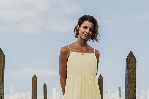 Portrait of a mid adult woman outdoors