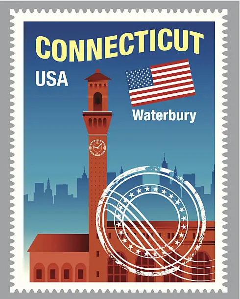 Vector illustration of Connecticut Stamp