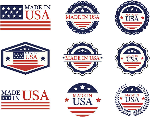 Made in USA labels - VECTOR Made in USA labels usa made in the usa industry striped stock illustrations