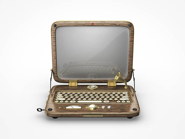 velho vintage laptop - typewriter retro revival old obsolete - fotografias e filmes do acervo