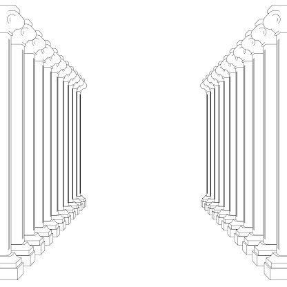 column hall outline. Gorgeous corridor with columns. Vector illustration
