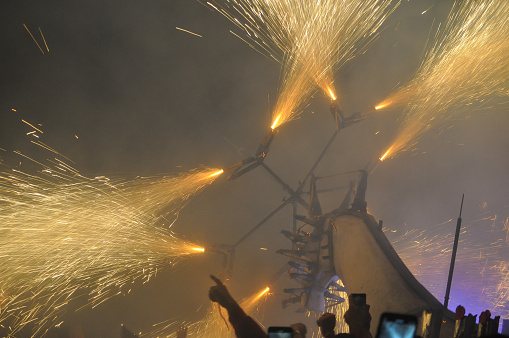 Cavallo di fuoco translation Horse of fire celebrations fireworks display in Ripatransone, Italy