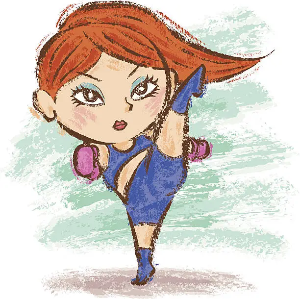 Vector illustration of Girl fighter