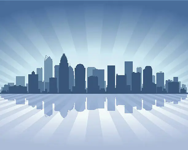 Vector illustration of Charlotte Blue City skyline silhouette