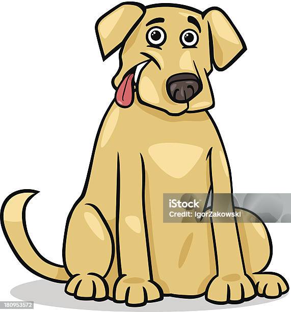 Labrador Retriever Chien Cartoon Illustration Vecteurs libres de droits et plus d'images vectorielles de Animaux de compagnie - Animaux de compagnie, Assis, Beige