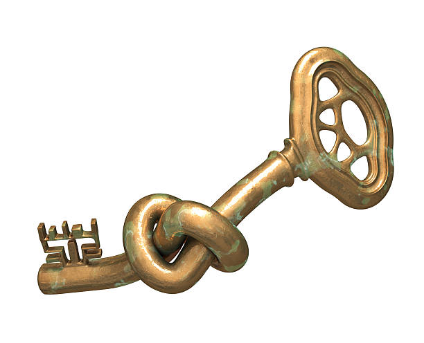 istock Antique bronze key with knot 180953870