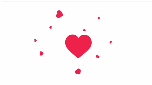 Hearts Love in a flat style, social media live. 2D animation on white background.