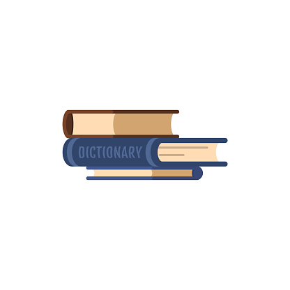 Pile of books. Stack of colored textbooks. Vector language translation literature, dictionaries and encyclopedias, library or bookstore. Knowledge exam and education concept