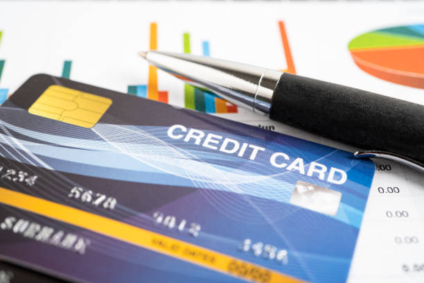 istock Credit card model on chart and graph paper. Finance development, Banking Account, Statistics, Investment. 1809548506