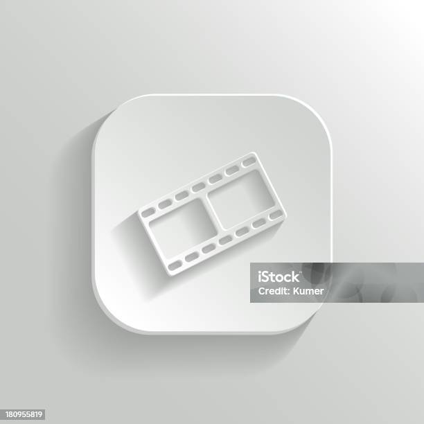 Ícone De Filmebotão Branco App De Vetor - Arte vetorial de stock e mais imagens de Abstrato - Abstrato, Aplicação móvel, Branco