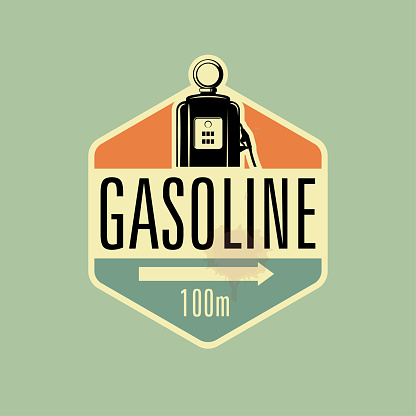 Retro Gasoline emblem, sign. Vector illustration
