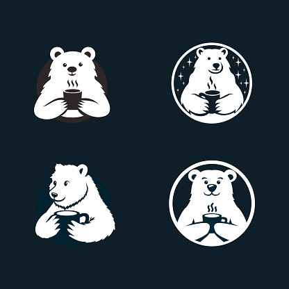 Polar Bear Coffee icon illustration template design