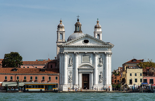 Front view of St. Mary of the Rosary church, known as I Gesuati, at Zattere, Dorsoduro, Venice, Italy.