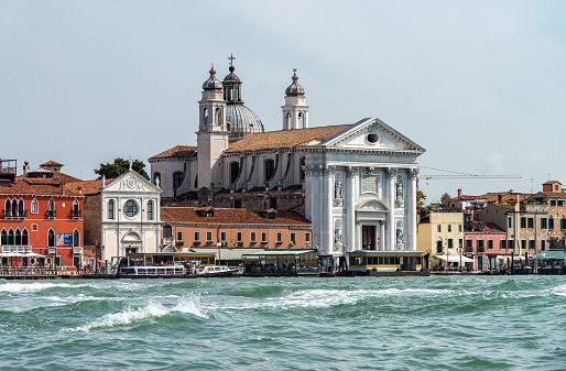 Side view of St. Mary of the Rosary church, known as I Gesuati, at Zattere, Dorsoduro, Venice, Italy.