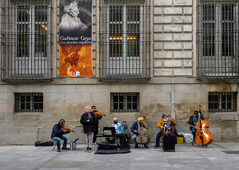Madrid, Spain - Oct 27, 2023: Evening time in front of the San Fernando Fine Art Royal Academy