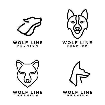 wolf line icon design illustration template
