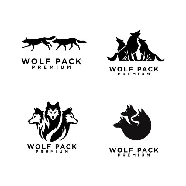 wolf pack icon design illustration template