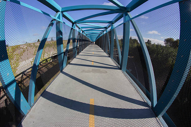 istock Blue passenger and bike bridge 180962421