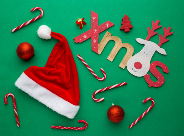 istock Christmas background with decoration and santa s hat 1809634980