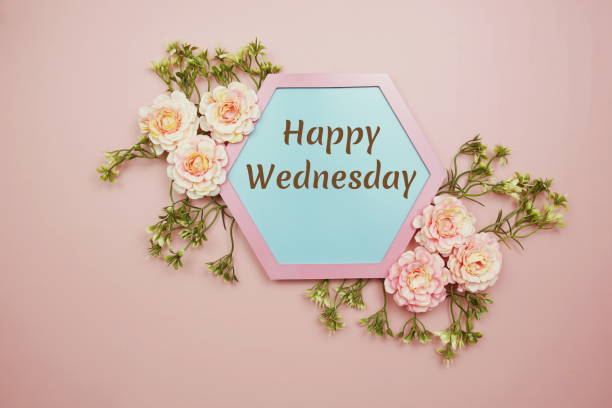 istock Happy Wednesday typography text decorate with flower on pink background 1809637209