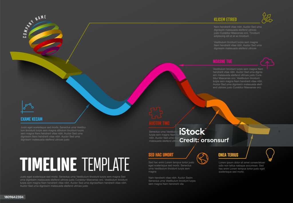 vector infographic timeline report template with the... Dark Infographic Timeline Report Template With Graph Stock Illustration ...