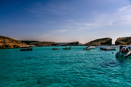 Yacht And Speedboat Tourism On Comino Island, Malta