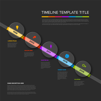 Pattern Timeline Five Dark Semitransparent Circles Diagonal Timeline Process Infographic ...