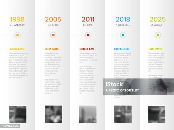 Timeline In Paper White Folded Paper Timeline Template With Photo Placeholders Stock ...