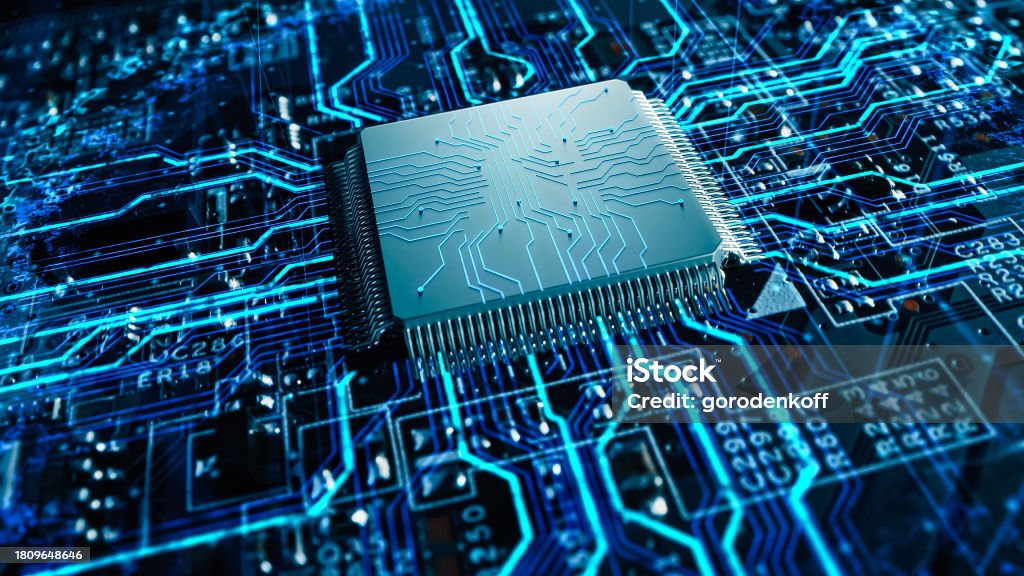 Advanced Technology Concept Visualization Circuit Board Cpu Processor ...