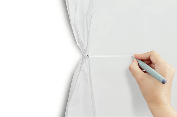 istock hand drawing  rope open wrinkled paper show white background 180964923