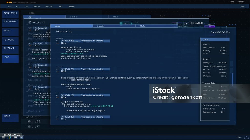 Computer User Interface Showing Infographics Working Coding Terminal ...