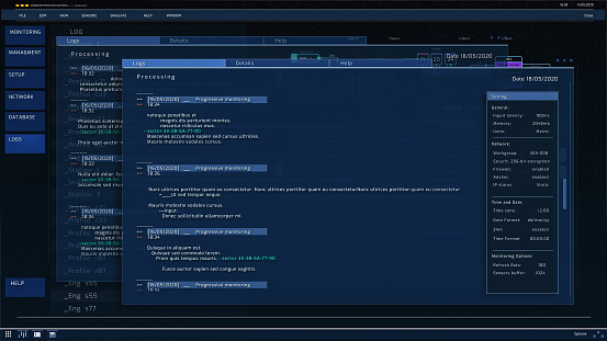 Computer User Interface Showing Infographics Working Coding Terminal ...