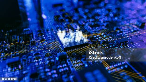 Cpu Simple Visualisation Dark Theme Visualization Of Circuit Board Cpu Processor Starting ...