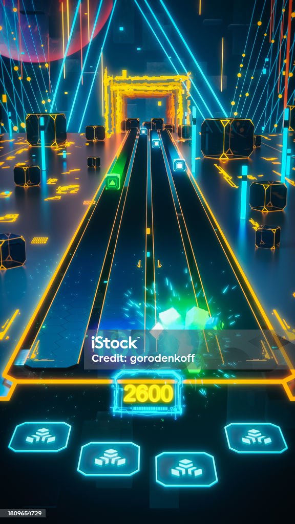 Arcade Games Using Camera Futuristic Hightech 3d Action Virtual Arcade Video Game Shooting Cubes ...