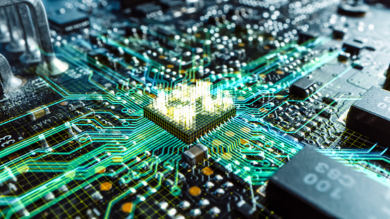 Board Digitalization Light Theme Visualization Of Circuit Board Cpu Processor Starting ...