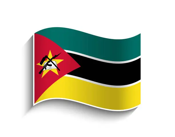 Vector illustration of Vector Mozambique waving Flag Icon