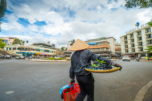 Da Lat city, Vietnam - 10 Nov 2023: View of morning at Da Lat market. Da Lat is one of tourism and leisure city in Vietnam