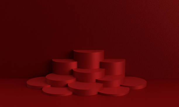istock red pink orange color background pedestal abstract empty blank empty copy space mock up exhibition product marketing advertisement template display studio offer discount presentation scene rack event 1809659625