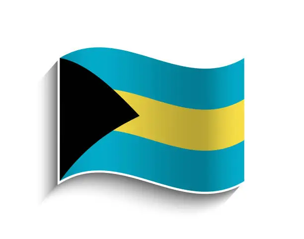Vector illustration of Vector Bahamas waving Flag Icon