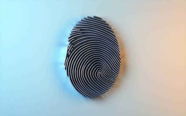 istock Black Metallic Fingerprint examined on soft blue orange background 1809666898