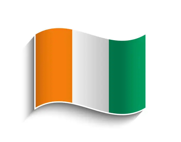 Vector illustration of Vector Ivory Coast waving Flag Icon