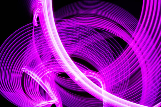 istock Abstract neon metallic pink curvy lines on black background. Technology data. 1809676061