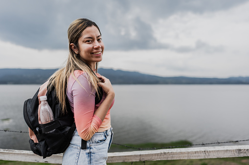 Portrait of traveler young woman on Cundinamarca, Colombia